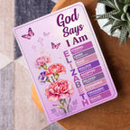 God Says I Am Birth Month Flower | Personalized Leather Cover Notebook