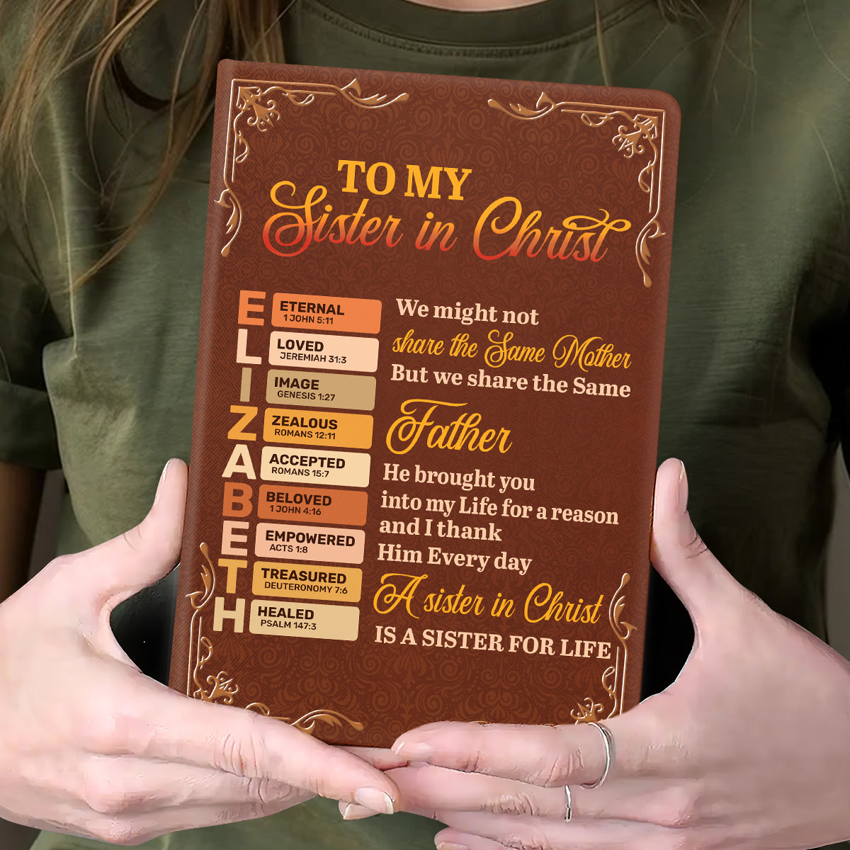 To My Sister In Christ | Personalized Leather Cover Notebook