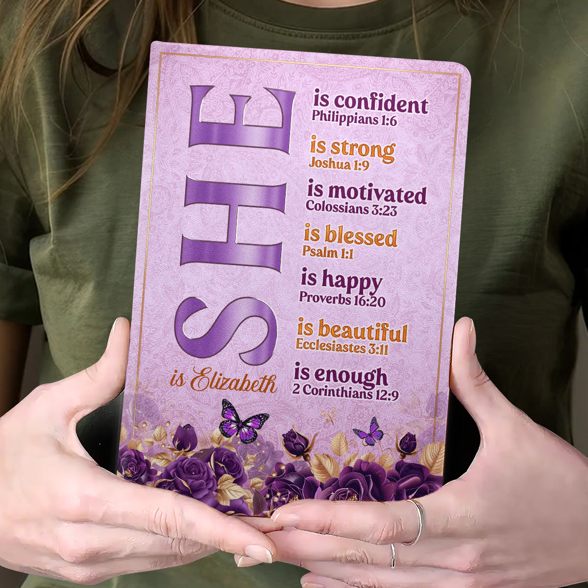She Is | Personalized Leather Cover Notebook