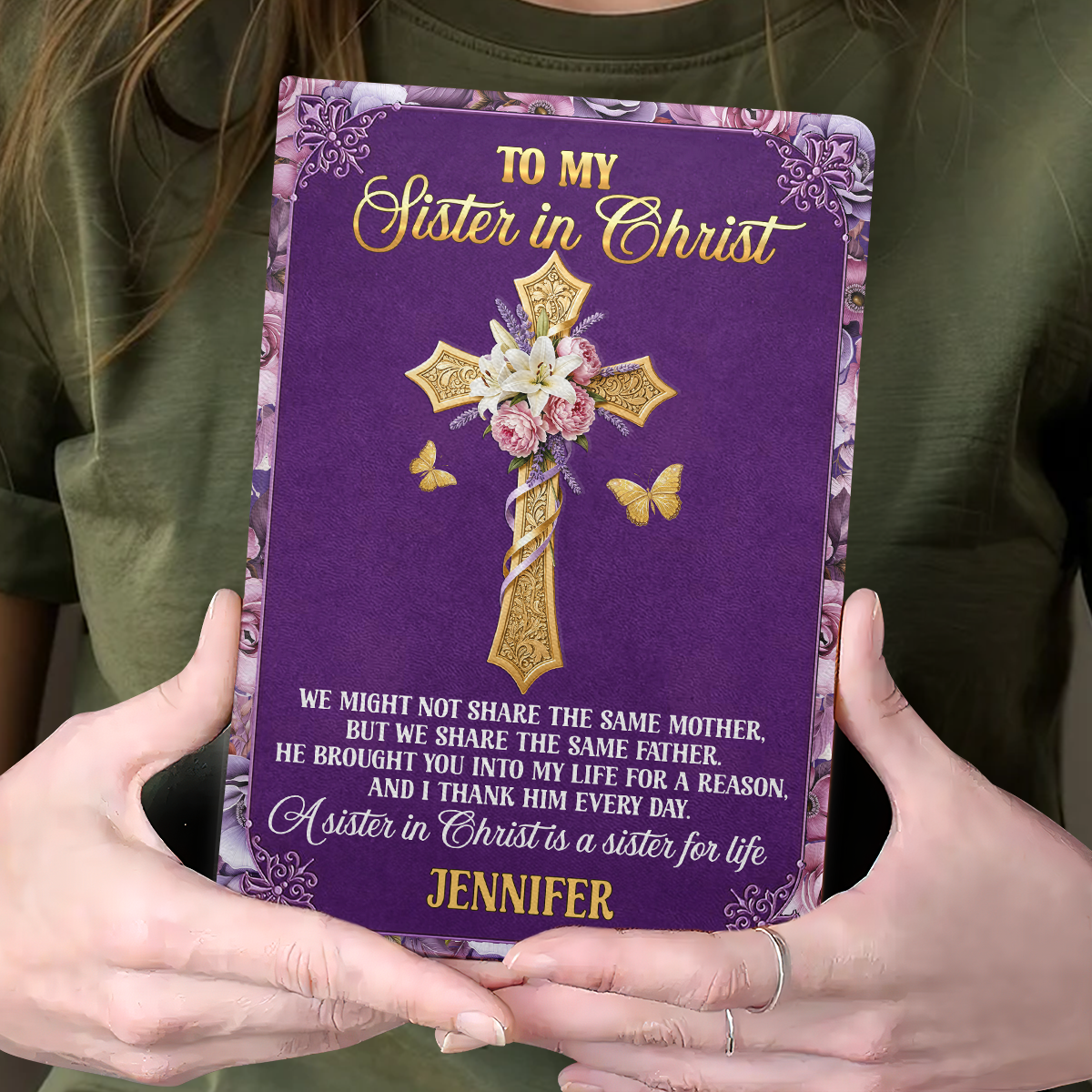 To My Sister In Christ | Personalized Leather Cover Notebook
