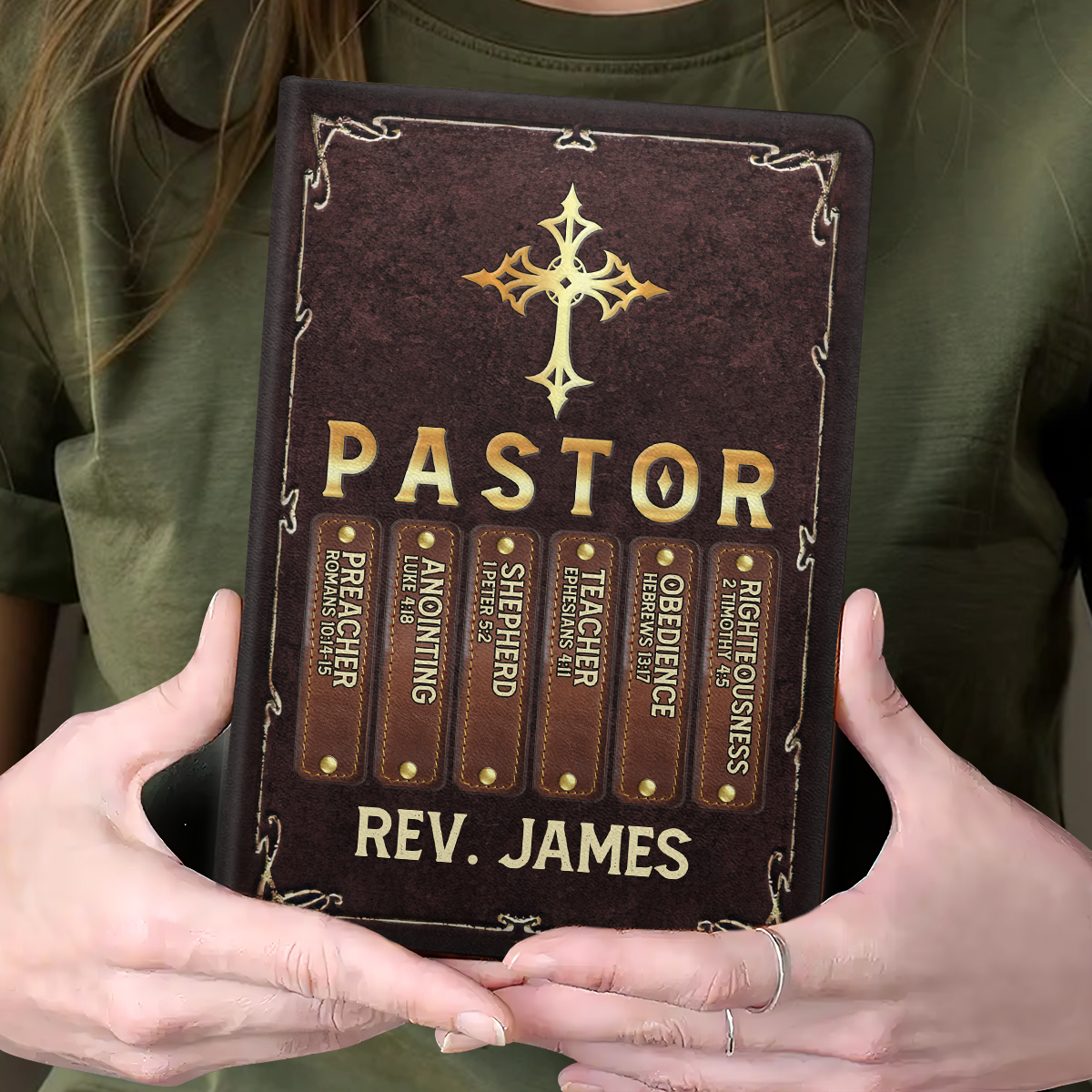 My Preacher, Teacher, & Shepherd | Personalized Leather Cover Notebook