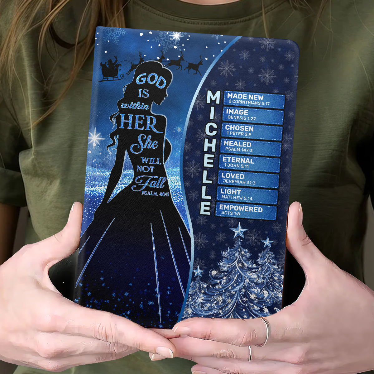 God Is Within Her She Will Not Fall | Personalized Leather Cover Notebook