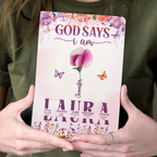 God Says I Am Floral Blessings | Personalized Leather Cover Notebook