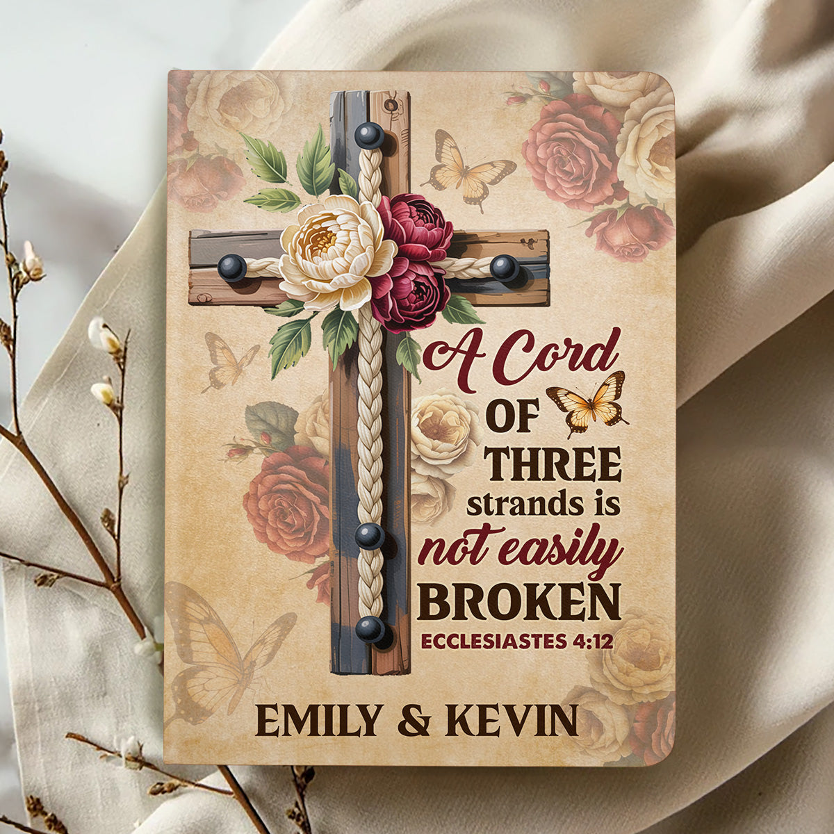 A Cord Of Three Strands Is Not Easily Broken | Personalized Leather Cover Notebook