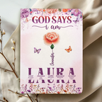 God Says I Am Floral Blessings | Personalized Leather Cover Notebook