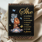 She is Name Custom | Personalized Leather Cover Notebook
