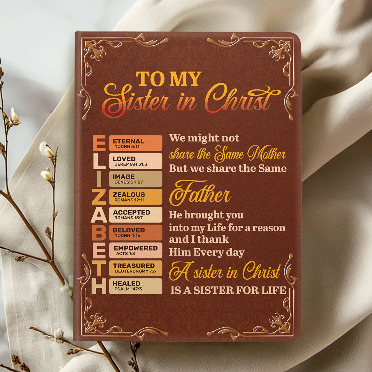 To My Sister In Christ | Personalized Leather Cover Notebook