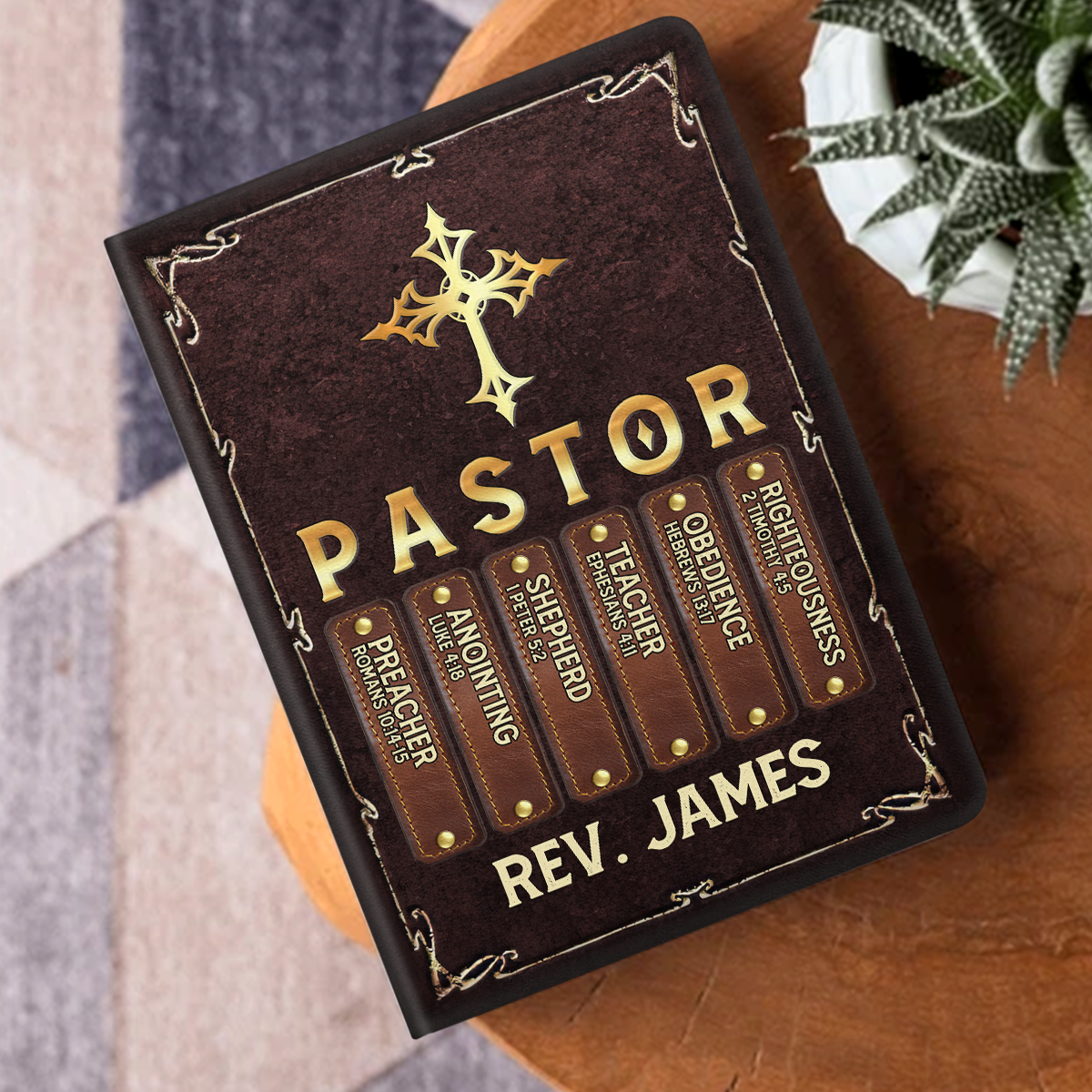 My Preacher, Teacher, & Shepherd | Personalized Leather Cover Notebook