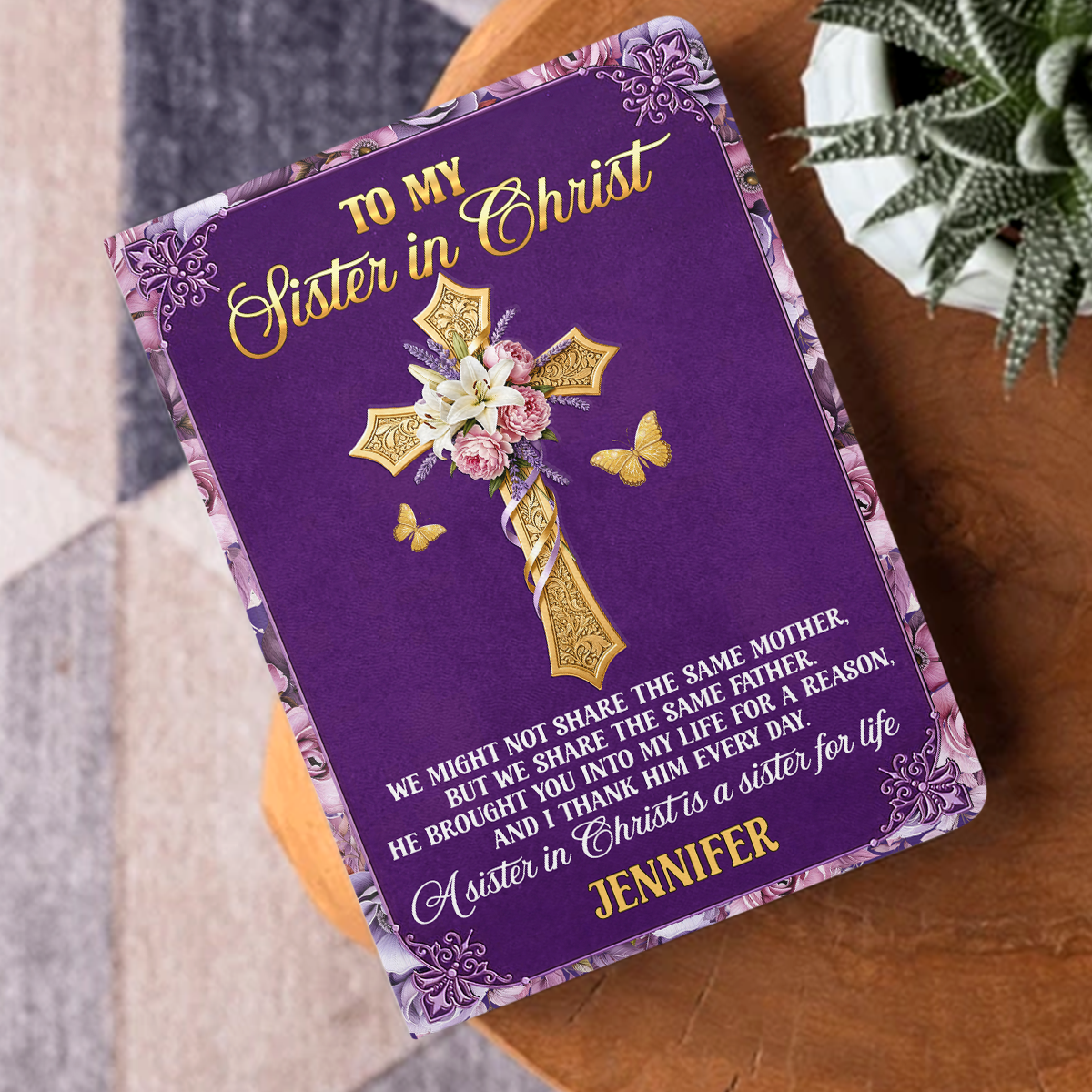 To My Sister In Christ | Personalized Leather Cover Notebook