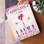 God Says I Am Floral Blessings | Personalized Leather Cover Notebook