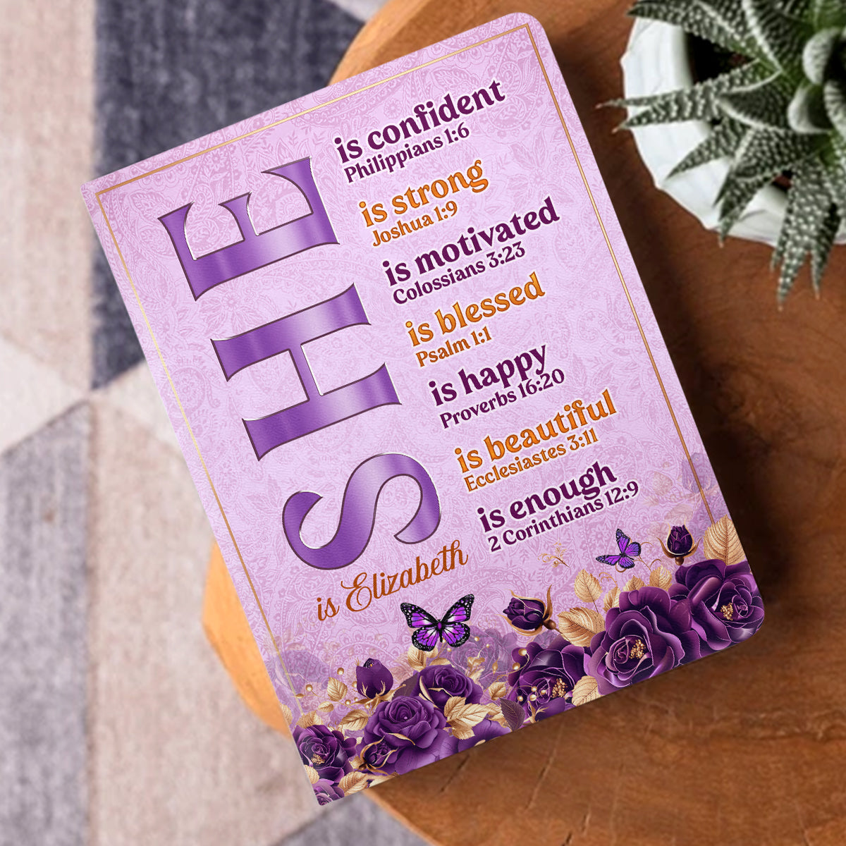 She Is | Personalized Leather Cover Notebook