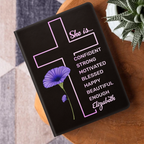 She Is Confident, Is Strong, Is Motivated, Is Blessed, Is Happy, Is Beautiful, Is Enough | Personalized Leather Cover Notebook