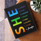 She is Confident | Personalized Leather Cover Notebook