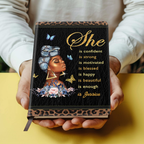 She is Name Custom | Personalized Leather Cover Notebook