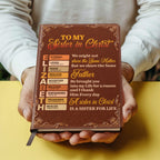 To My Sister In Christ | Personalized Leather Cover Notebook