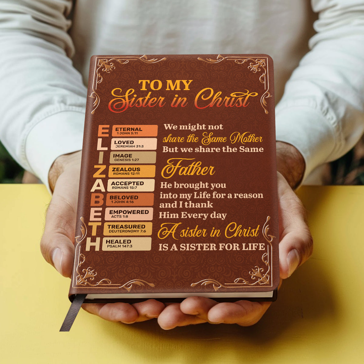 To My Sister In Christ | Personalized Leather Cover Notebook