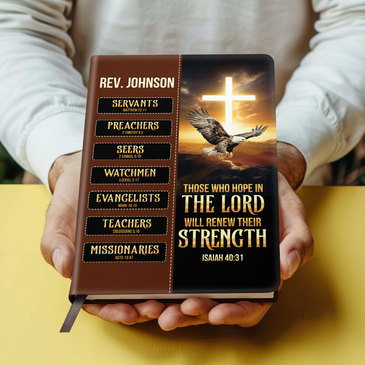 Those Who Hope In The Lord Will Renew Their Strength | Personalized Leather Cover Notebook
