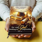 For With God, Nothing Is Impossible - Personalized Leather Cover Notebook