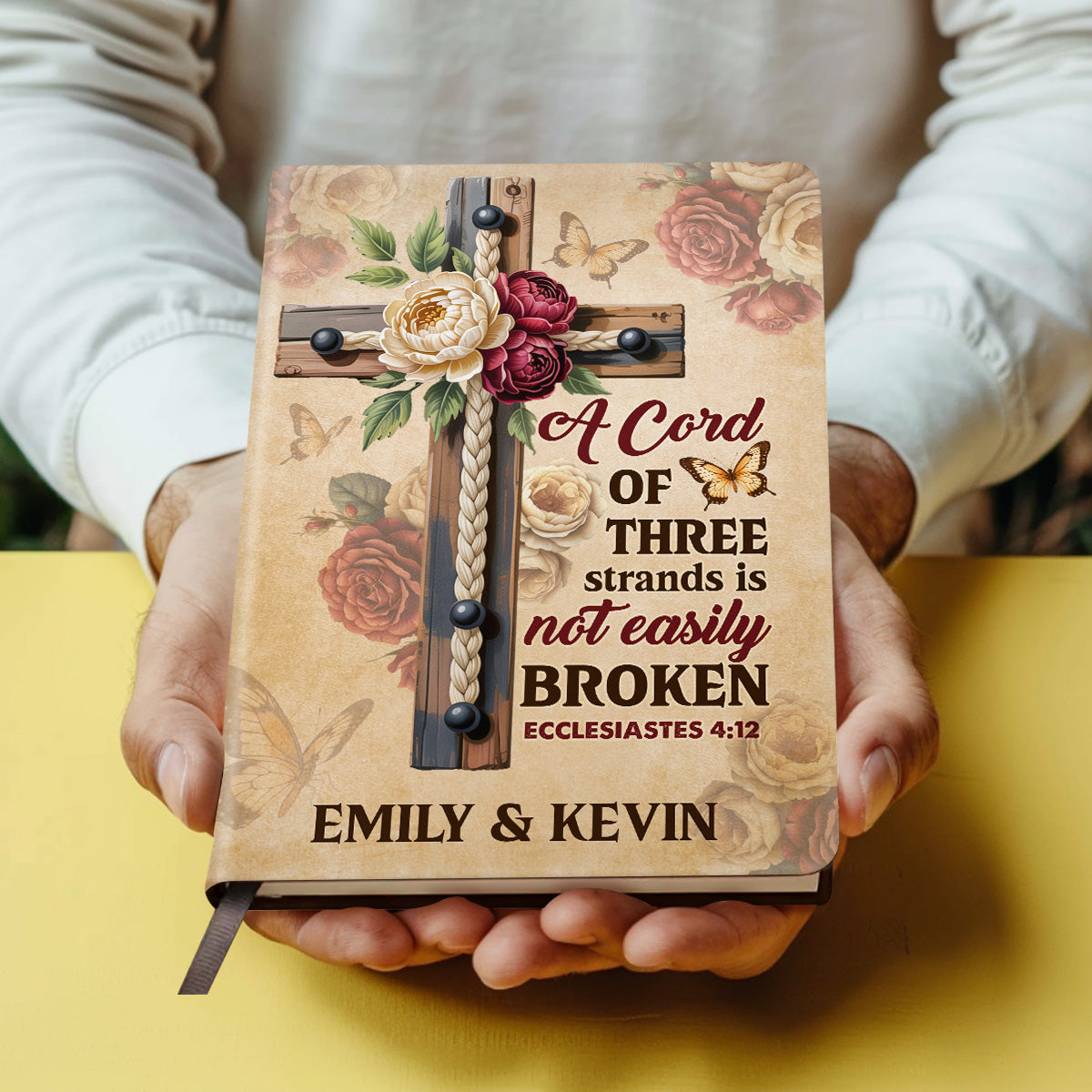 A Cord Of Three Strands Is Not Easily Broken | Personalized Leather Cover Notebook