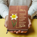 She Is Confident, Is Strong, Is Motivated, Is Blessed, Is Happy, Is Beautiful, Is Enough | Personalized Leather Cover Notebook