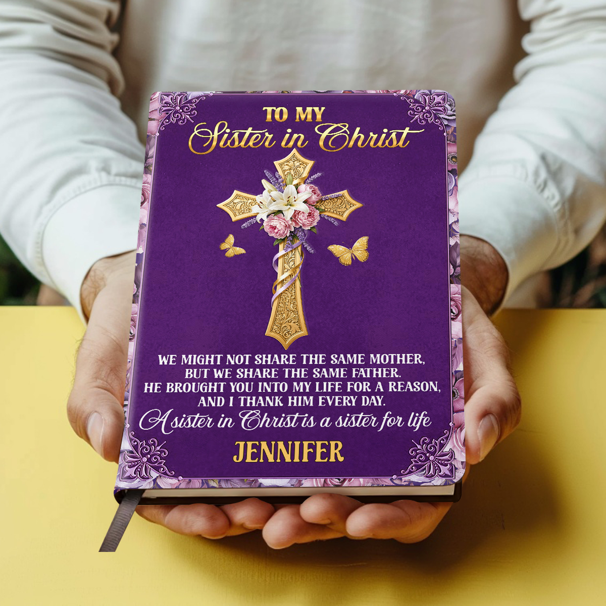 To My Sister In Christ | Personalized Leather Cover Notebook