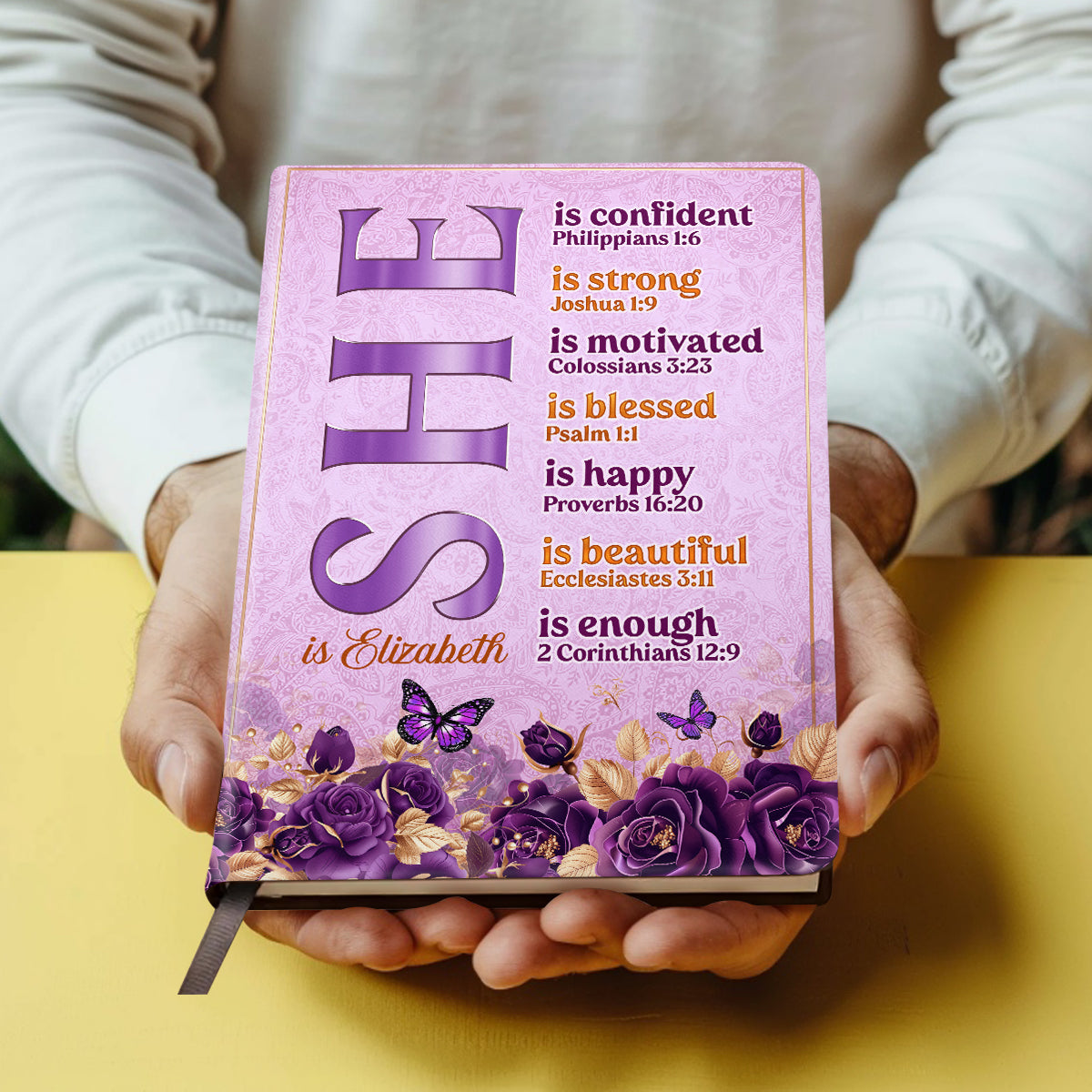 She Is | Personalized Leather Cover Notebook