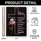She Is Confident, Is Strong, Is Motivated, Is Blessed, Is Happy, Is Beautiful, Is Enough | Personalized Leather Cover Notebook