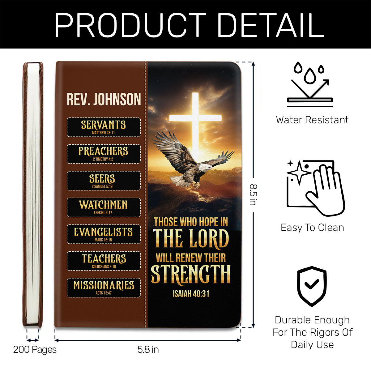 Those Who Hope In The Lord Will Renew Their Strength | Personalized Leather Cover Notebook