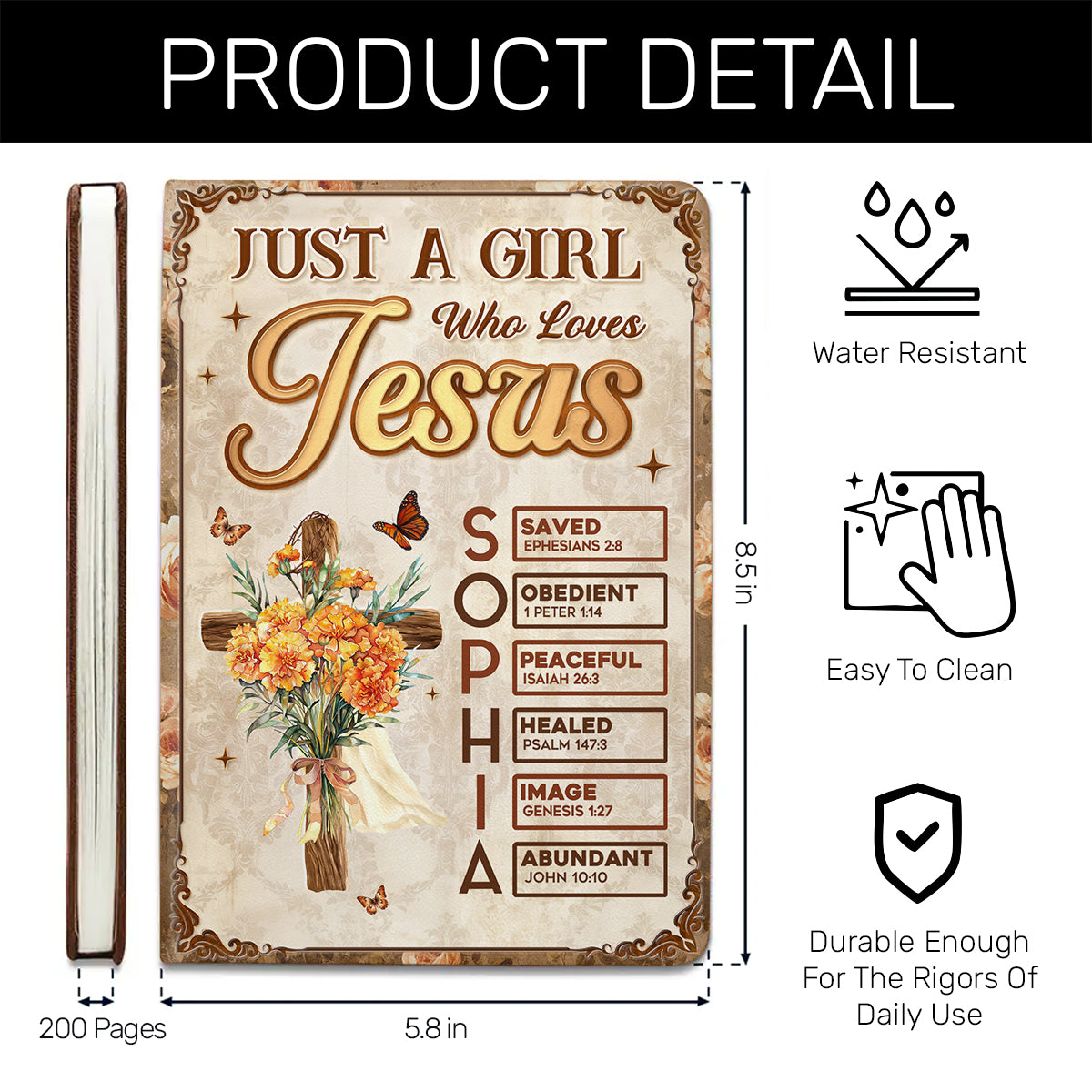 Just A Girl Who Loves Jesus | Personalized Leather Cover Notebook