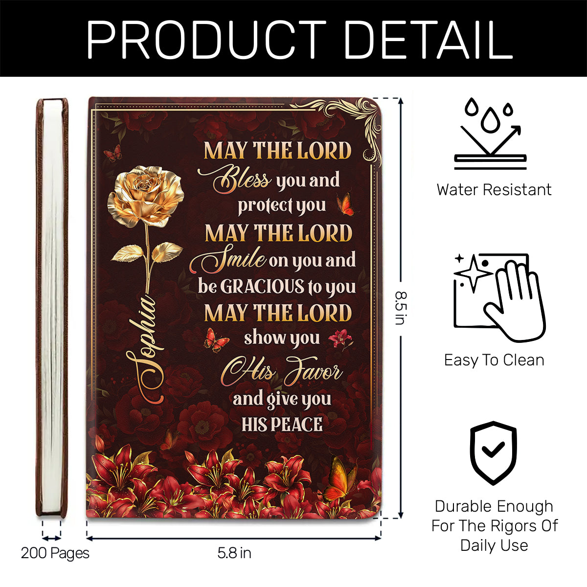 May The Lord Bless You | Personalized Leather Cover Notebook