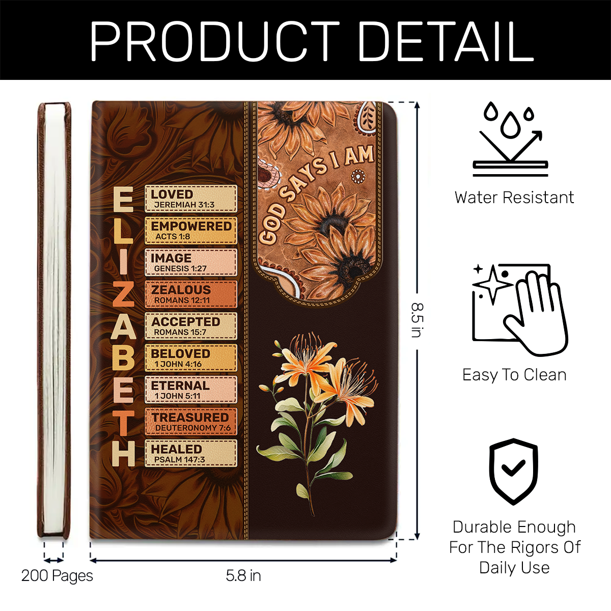 God Says I Am | Personalized Leather Cover Notebook