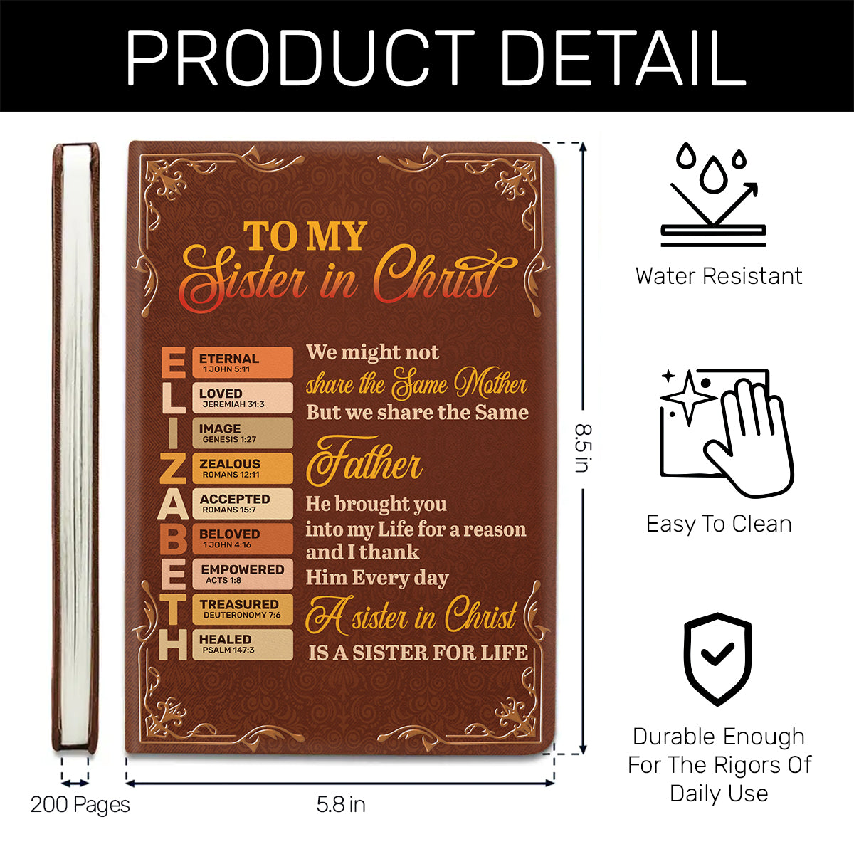 To My Sister In Christ | Personalized Leather Cover Notebook