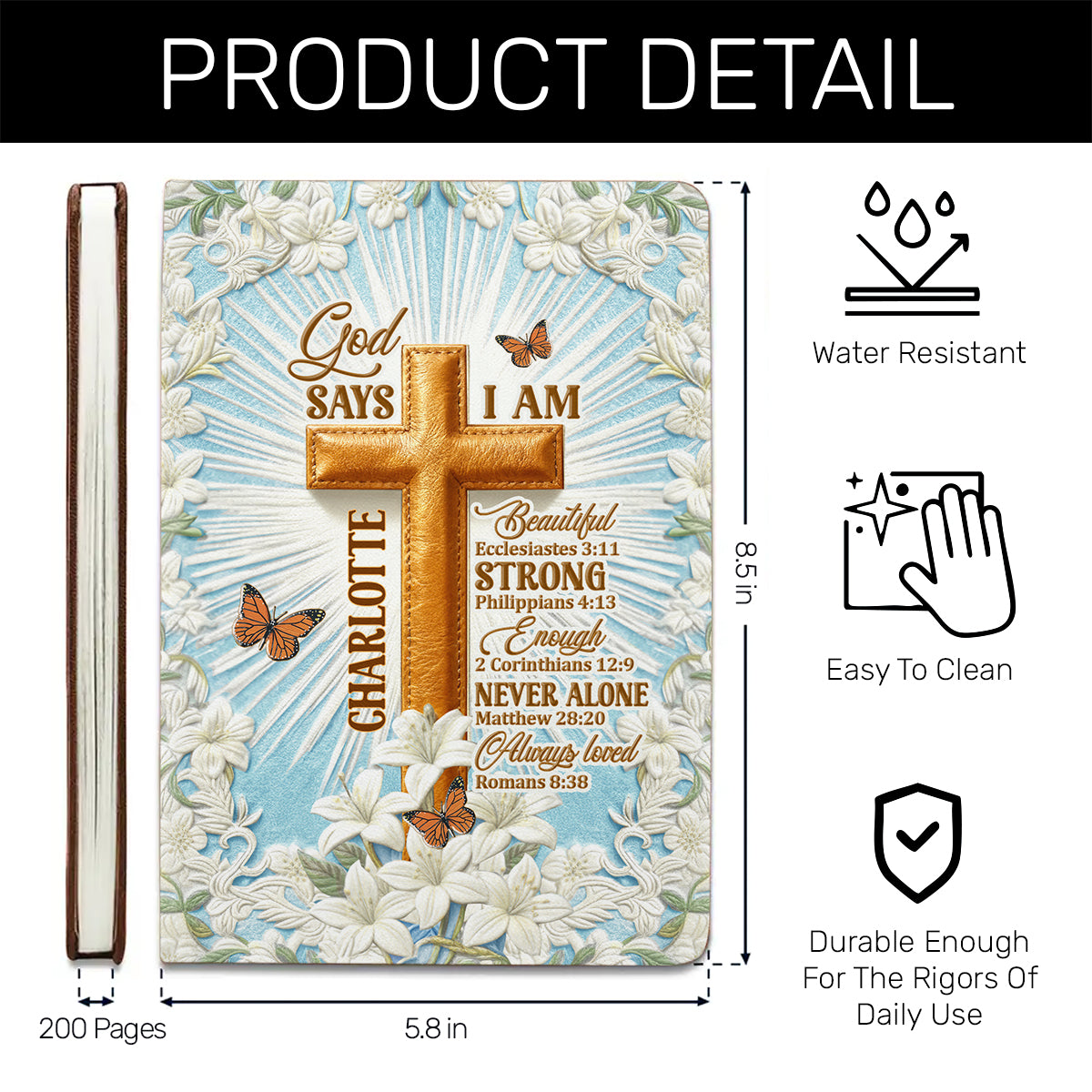 God Says I Am | Personalized Leather Cover Notebook