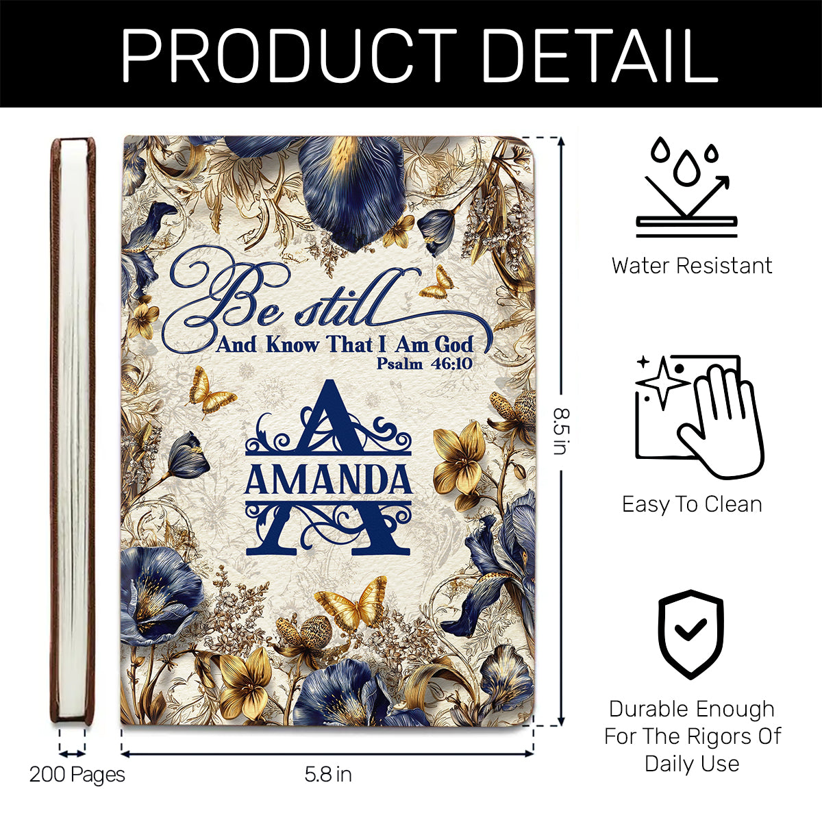 Be Still And Know That I Am God | Personalized Leather Cover Notebook