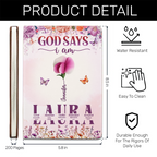 God Says I Am Floral Blessings | Personalized Leather Cover Notebook