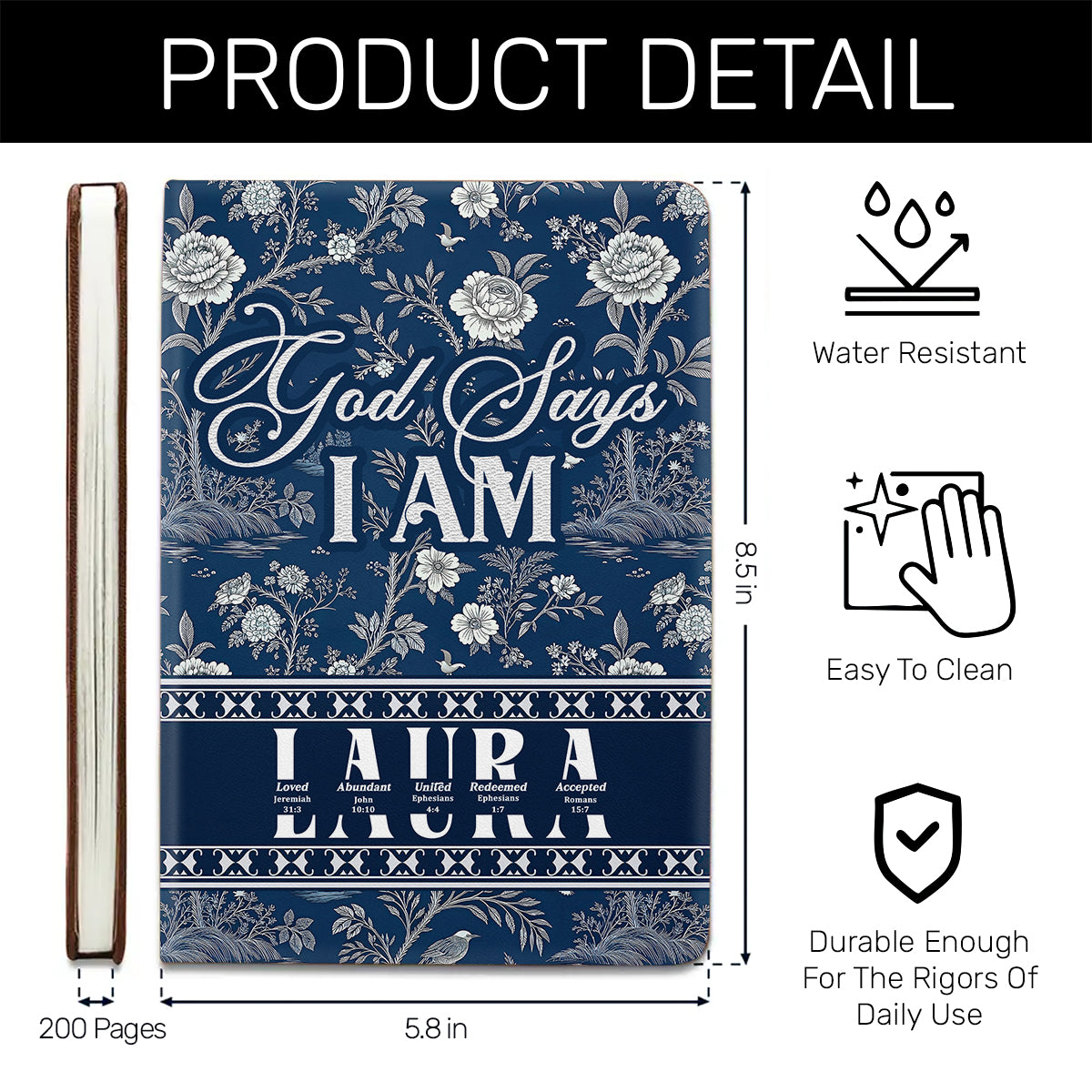 God Says I Am | Personalized Leather Cover Notebook