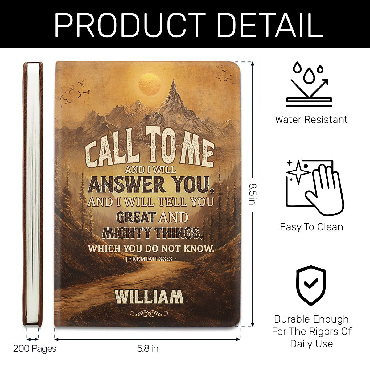 Call To Me And I Will Answer You | Personalized Leather Cover Notebook
