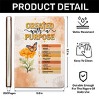 Created With A Purpose Flowers And Butterflies | Personalized Leather Cover Notebook
