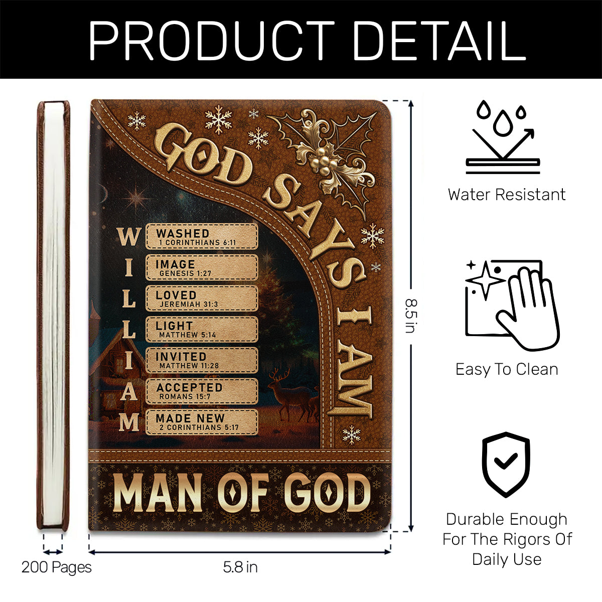 God Says I Am | Personalized Leather Cover Notebook