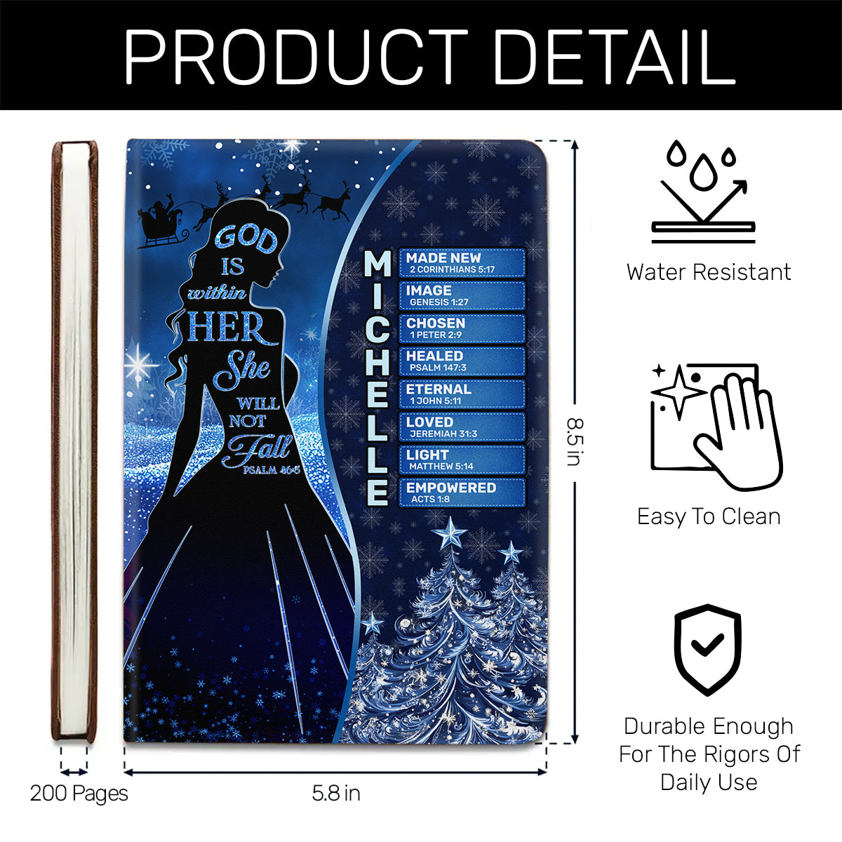 God Is Within Her She Will Not Fall | Personalized Leather Cover Notebook