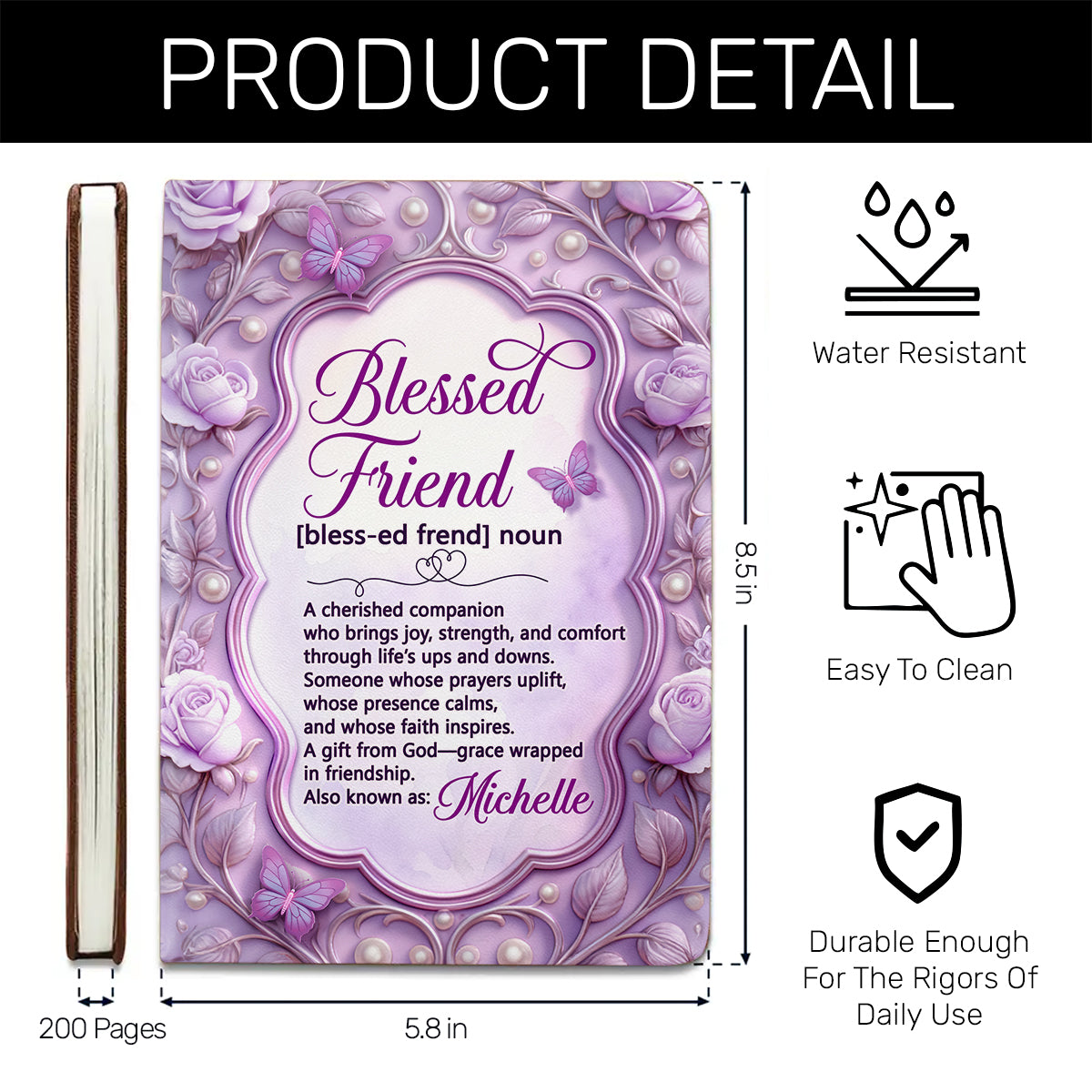 Blessed Friend | Personalized Leather Cover Notebook