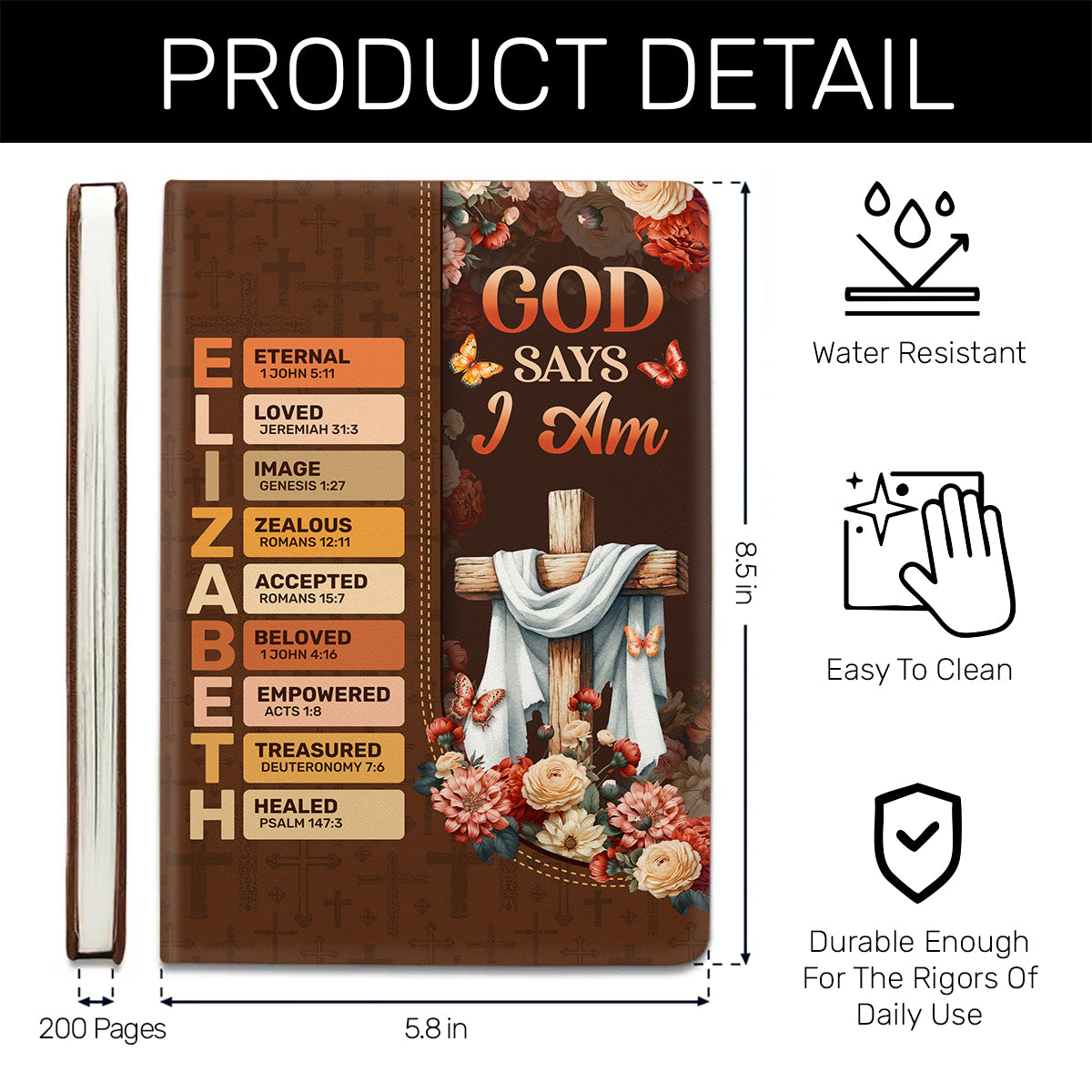 God Says I Am | Personalized Leather Cover Notebook