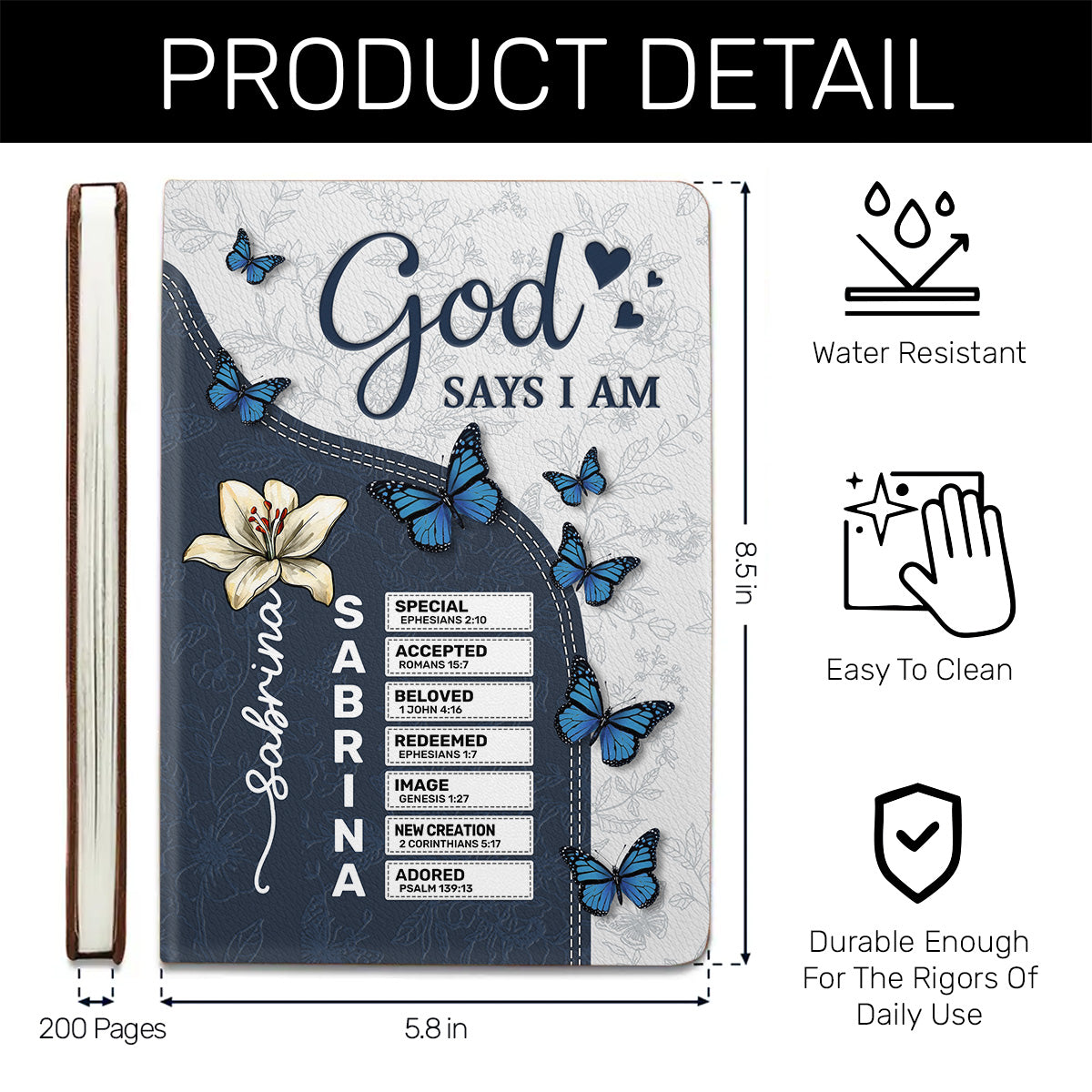 God Says I Am  | Personalized Leather Cover Notebook
