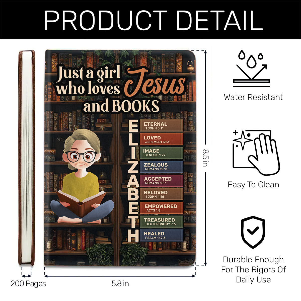 Just A Girl Who Loves Jesus And Books  | Personalized Leather Cover Notebook