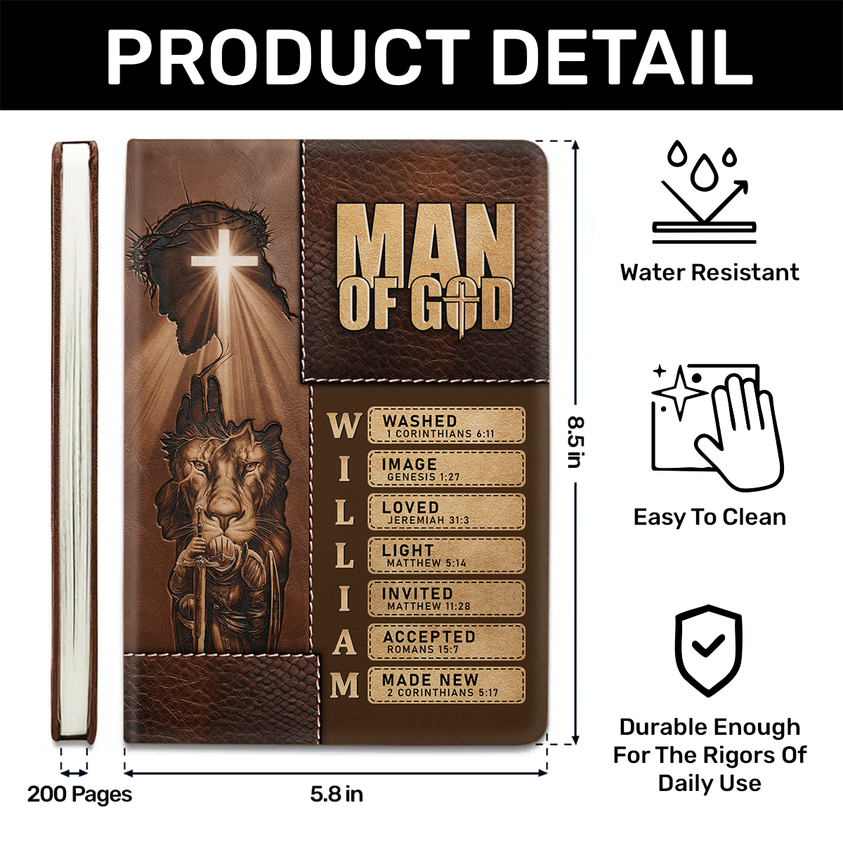 Man Of God | Personalized Leather Cover Notebook