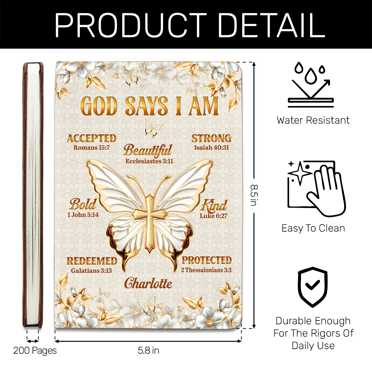God Says I Am | Personalized Leather Cover Notebook