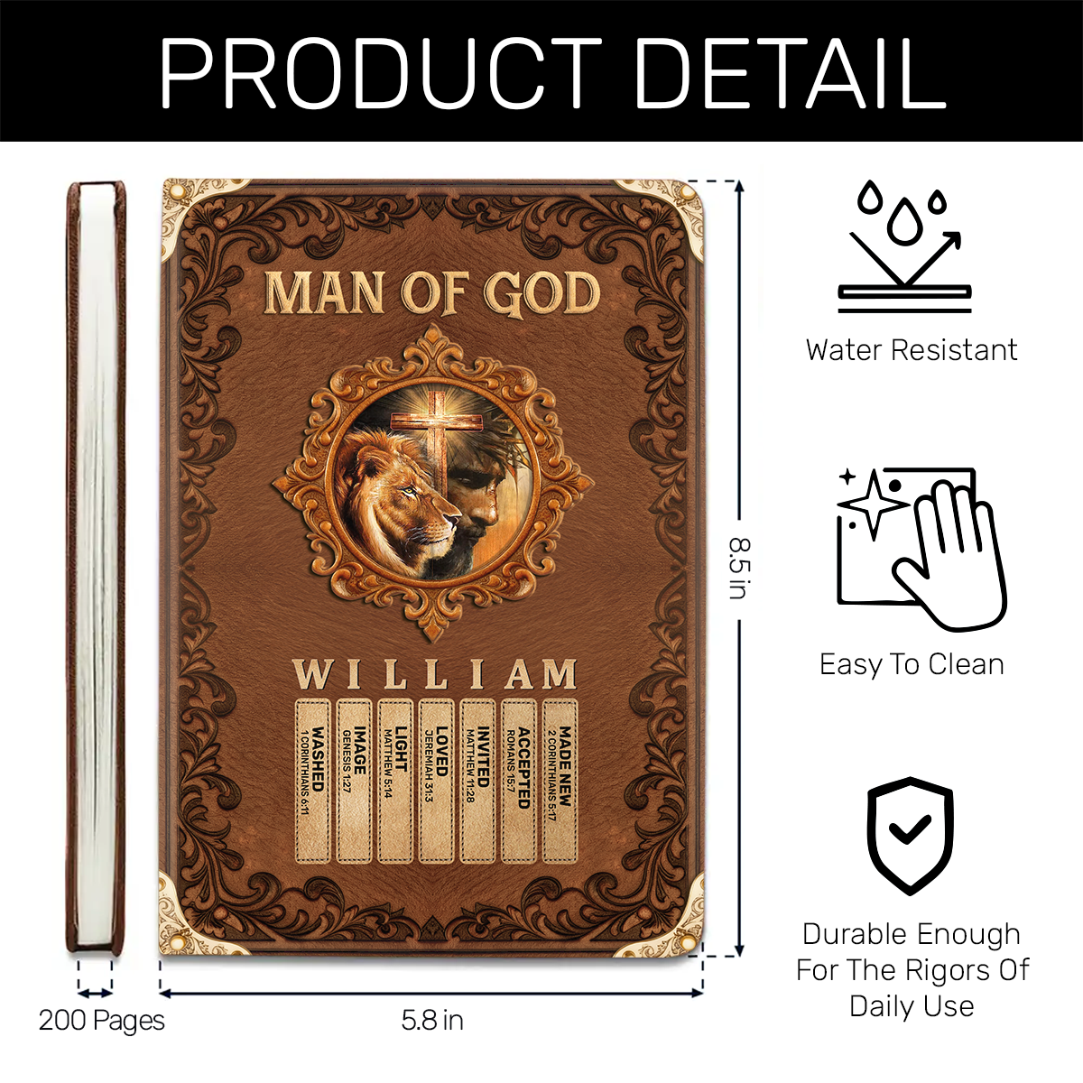 Man Of God  | Personalized Leather Cover Notebook