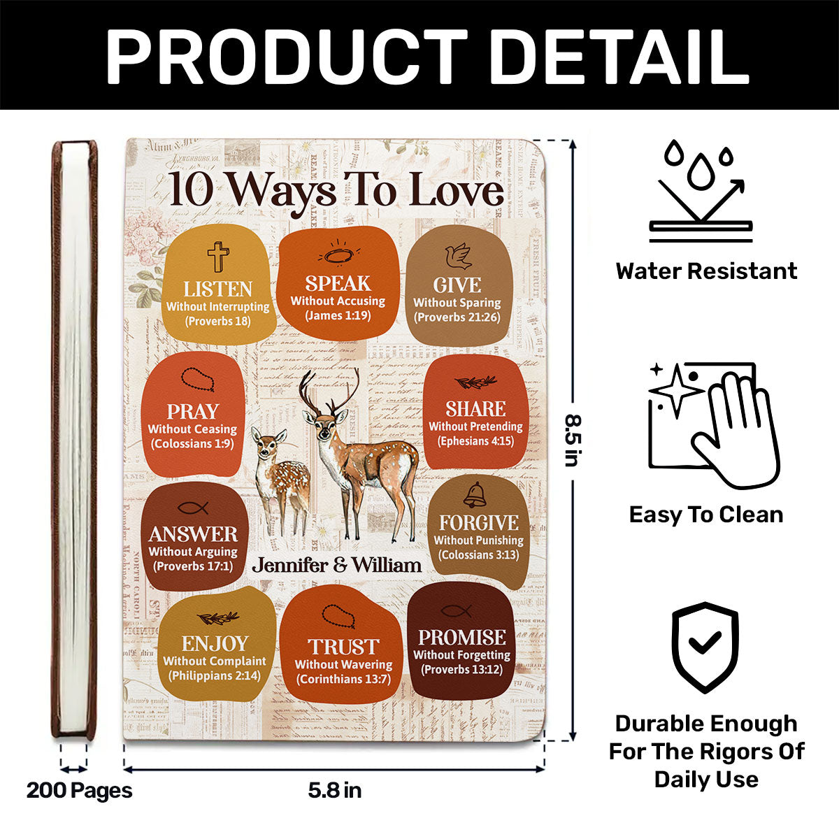 10 Ways To Love | Personalized Leather Cover Notebook