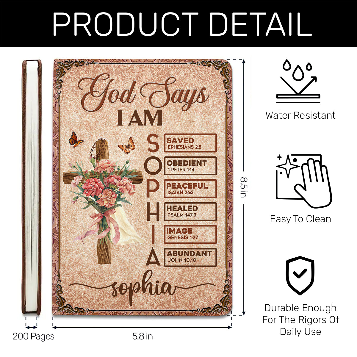 God Says I Am | Personalized Leather Cover Notebook