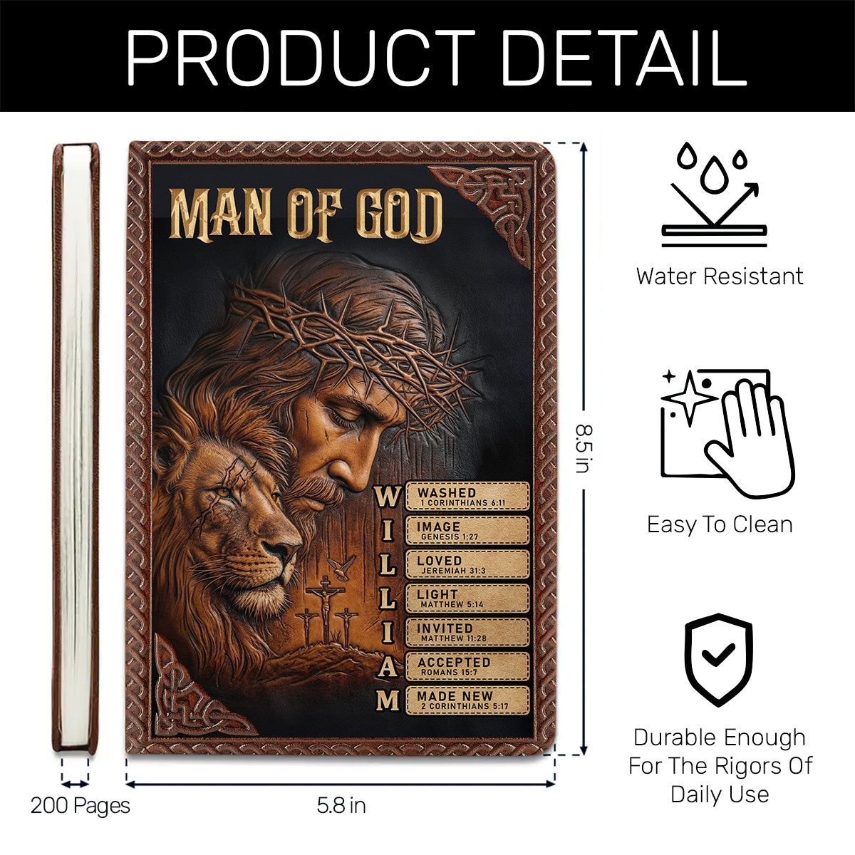 Man Of God | Personalized Leather Cover Notebook